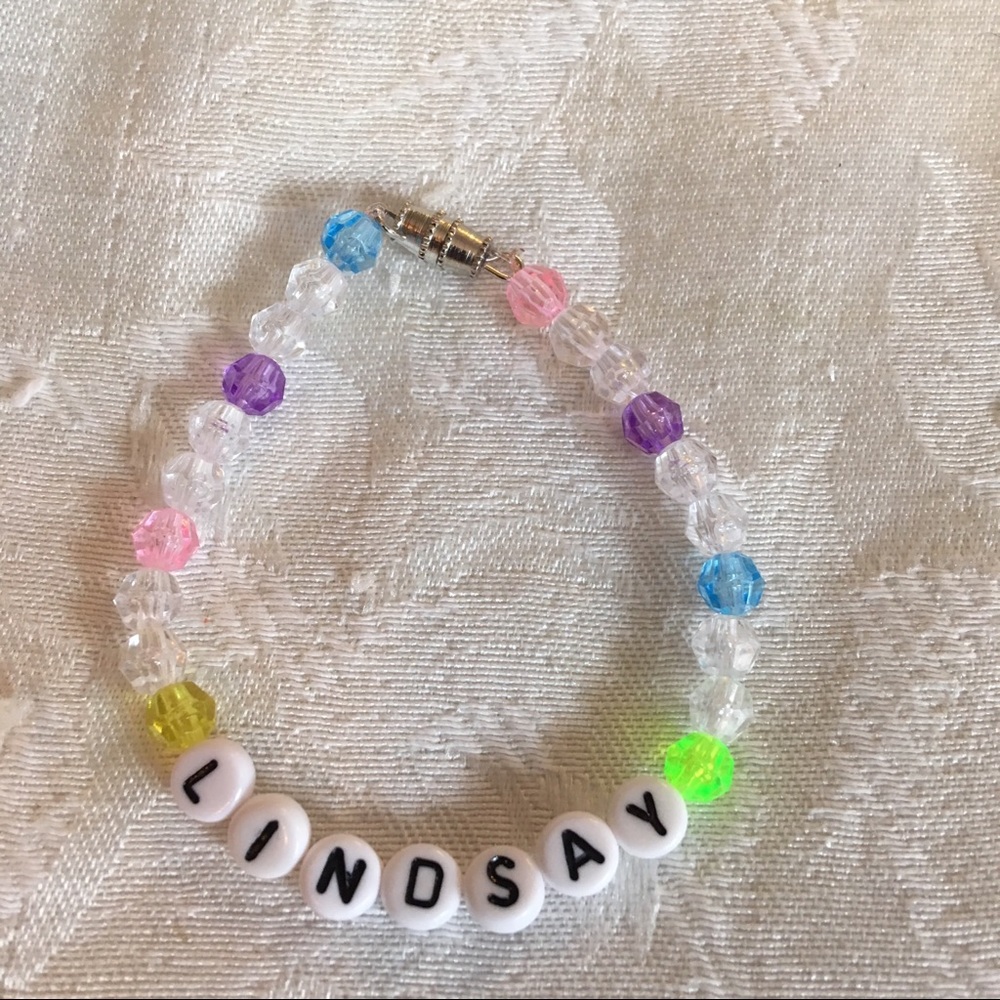 LINDSAY (rainbow) 6 1/2” personalized bracelet-NEW